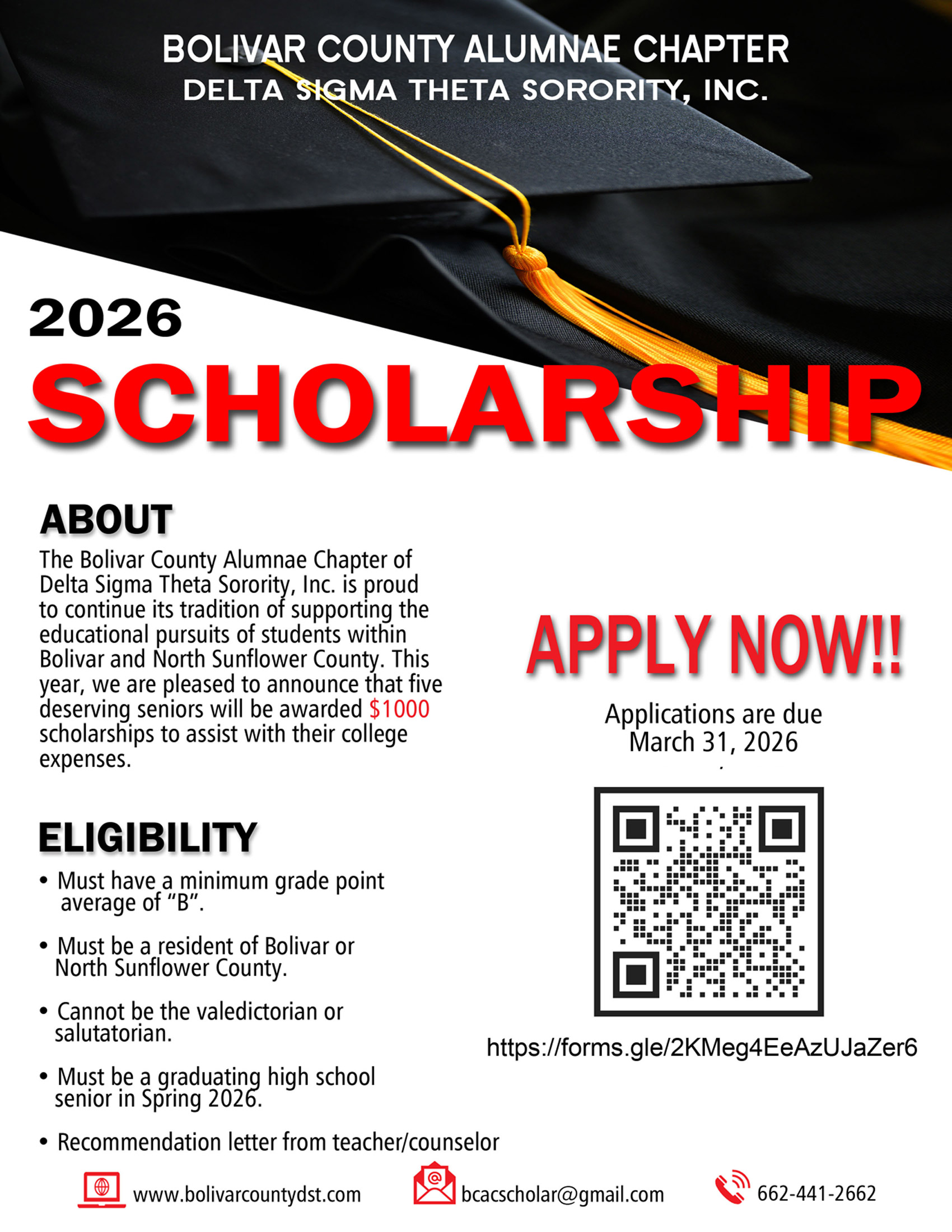 Flyer Advertising 2026 BCAC Scholarship